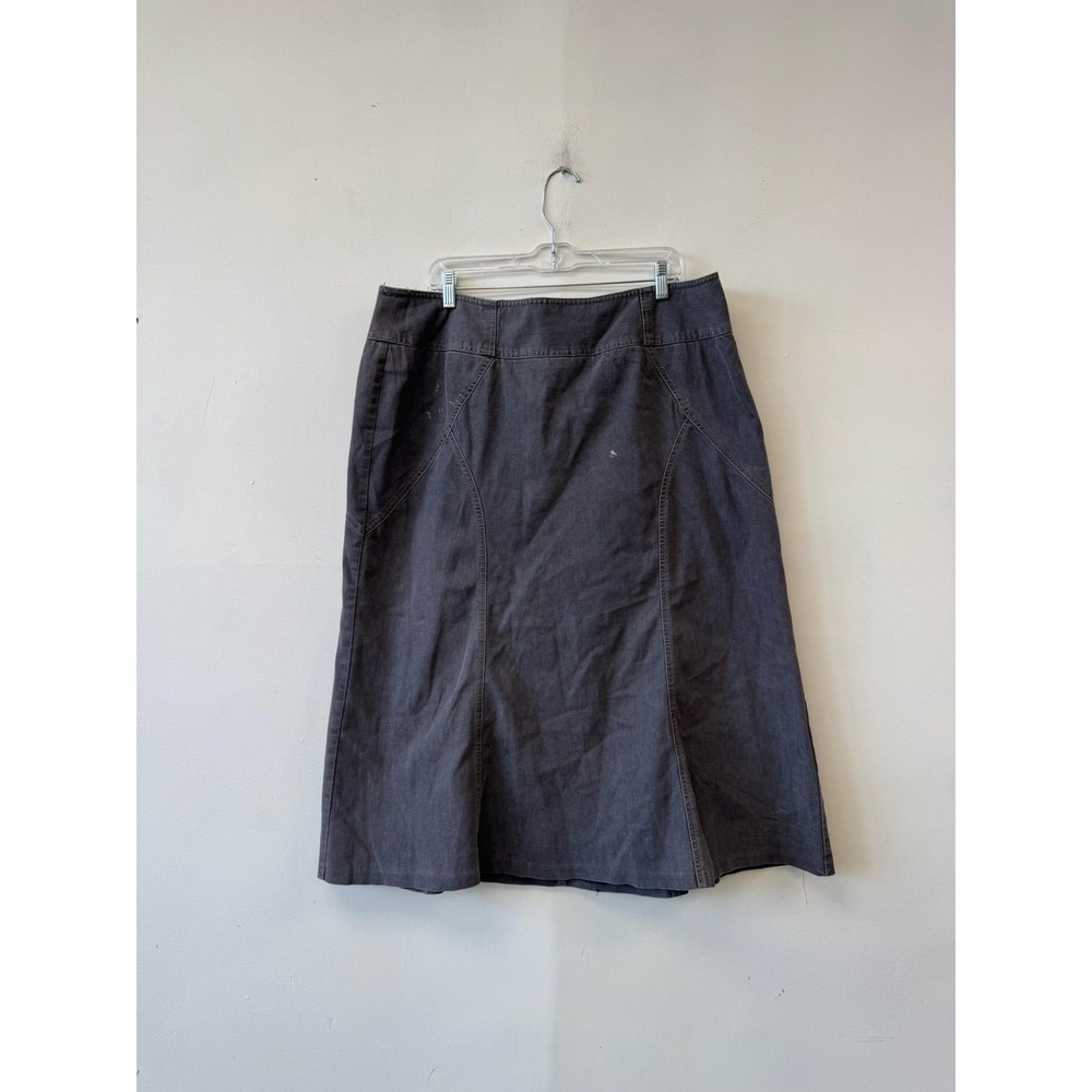 VTG Nycc Skirt Womens 20W Gray‎ Denim A-Line Midi Stretch Panel Seamed Y2K